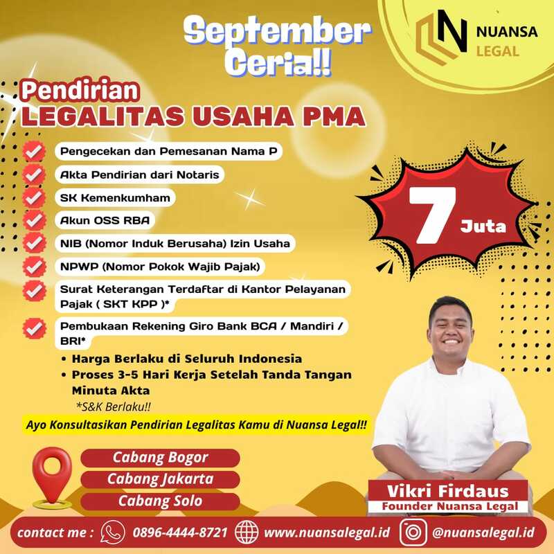 Pendirian PT PMA Berkas Lengkap hanya 7 Hari Kerja
